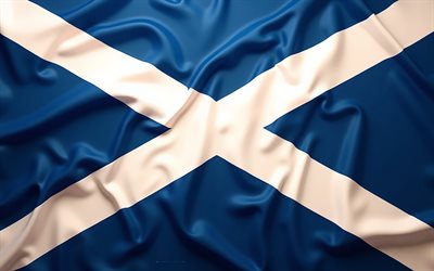iskoçya bayrağı, 4k, mavi ipek doku, iskoç bayrağı, kumaş arka plan, iskoçya