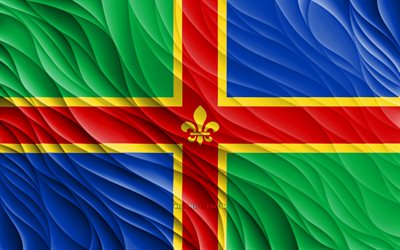 Flag of Lincolnshire, 4k, silk 3D flags, Counties of England, Day of Lincolnshire, 3D fabric waves, Lincolnshire flag, silk wavy flags, english counties, Lincolnshire, England