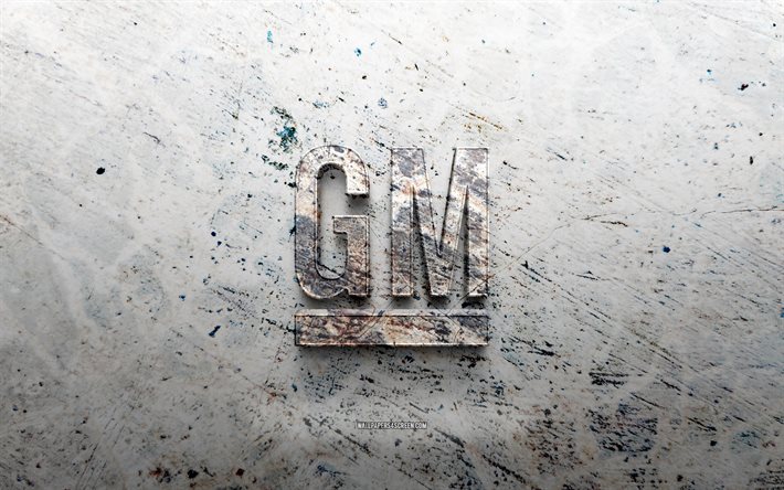 General Motors stone logo, 4K, stone background, General Motors 3D logo, cars brands, creative, General Motors logo, grunge art, General Motors