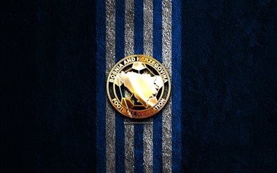 logotipo da seleção nacional de futebol da bósnia e herzegovina, 4k, fundo de pedra azul, uefa, seleções nacionais, futebol, time de futebol da bósnia, seleção nacional de futebol da bósnia e herzegovina