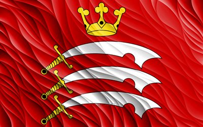 Flag of Middlesex, 4k, silk 3D flags, Counties of England, Day of Middlesex, 3D fabric waves, Middlesex flag, silk wavy flags, english counties, Middlesex, England