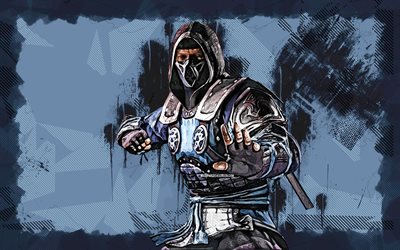 Lin Kuei, 4k, grunge art, Mortal Kombat Mobile, creative, MKM, Mortal Kombat, MK Mobile, gray grunge background, Mortal Kombat X, Lin Kuei Mortal Kombat