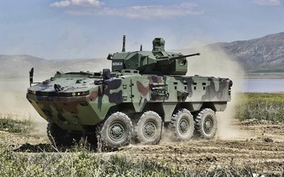 4k, Otokar Arma, amphibious wheeled armored combat vehicle, Turkish armored car, Otokar ARMA 8x8, Armored combat vehicle, Turkey, modern wheeled armored vehicle