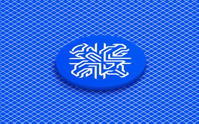 4k, isometrisches logo der isländischen fußballnationalmannschaft, 3d kunst, isometrische kunst, isländische fußballnationalmannschaft, blauer hintergrund, island, fußball, isometrisches emblem