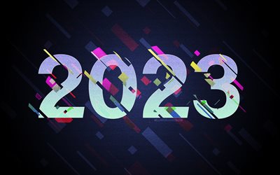 2023 سنة جديدة سعيدة, أرقام مجردة زرقاء, خطوط قطرية, 2023 سنة, 4k, عمل فني, 2023 مفاهيم, 2023 رقم ثلاثي الأبعاد, عام جديد سعيد 2023, فن تجريدي, 2023 خلفية زرقاء
