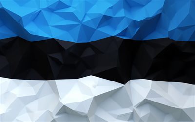 علم إستونيا متعدد الأضلاع, 4k, مبدع, يوم استونيا, فن بولي منخفض, علم استونيا, العلم الاستوني, إستونيا العلم مجردة, الرموز الوطنية الإستونية, علم إستونيا, الفن الإبداعي, إستونيا