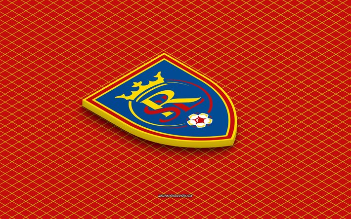 4k, Real Salt Lake isometric logo, 3d art, American soccer club, isometric art, Real Salt Lake, red background, MLS, USA, soccer, isometric emblem, Real Salt Lake logo