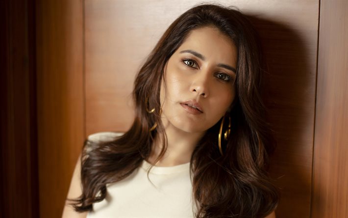 raashi khanna, 4k, 2022, indisk skådespelerska, bollywood, filmstjärnor, blå klänning, bild med raashi khanna, indisk kändis, raashi khanna fotografering