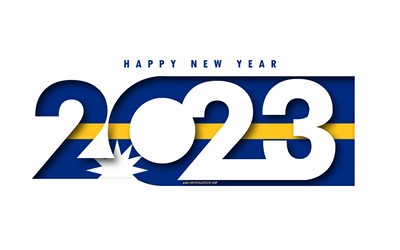 2023 yeni yılınız kutlu olsun, beyaz arkaplan, nauru, minimal sanat, 2023 nauru konseptleri, nauru 2023, 2023 nauru arka planı