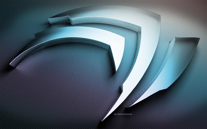 شعار nvidia الملون, خلاق, شعار nvidia 3d, خلفية معدنية ملونة, العلامات التجارية, عمل فني, شعار nvidia المعدني, نفيديا