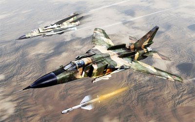 fighter, MiG-23, de vol, de lancement de missiles