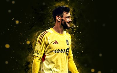 Hugo Lloris, 4k, yellow neon lights, Los Angeles FC, MLS, French footballers, Hugo Lloris 4K, football, soccer, Major League Soccer, LAFC, Hugo Lloris Los Angeles FC