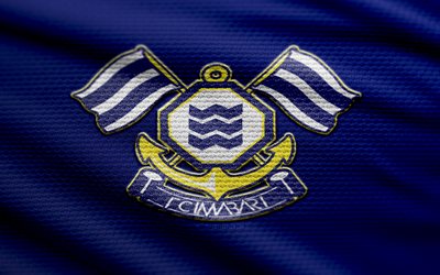 fc imabari 패브릭 로고, 4k, 파란색 직물 배경, j2 리그, 보케, 축구, fc imabari 로고, fc imabari emblem, fc imabari, 일본 축구 클럽, imabari fc