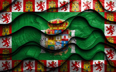 4k, cadiz bayrağı, ispanya illeri, ahşap 3d dalgalar bayrakları, cadiz günü, ispanya, cadiz ahşap bayrak, avrupa, ispanyol illeri, cadiz