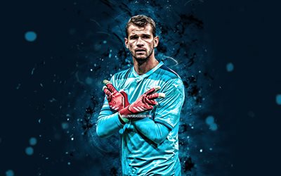 ivan provedel, 4k, luci al neon blu, lazio fc, serie a, calciatori italiani, calcio, ivan provedel 4k, portiere, lazio, ss lazio, ivan provedel lazio