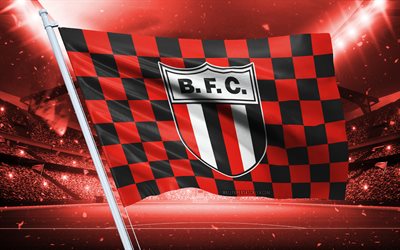 4k, logo botafogo sp, club di calcio brasiliano, flag di stadio, bandiera dei fan botafogo sp, bandiera nera rossa, emblema botafogo sp, serie brasiliana a, brasile, calcio, botafogo sp, botafogo futebol club