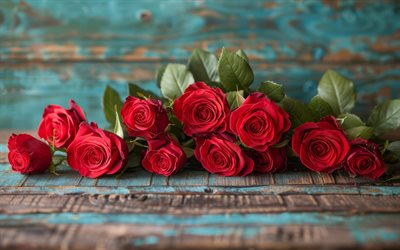 rote rosen, rosenstrauß, rote rosenknospen, hintergrund mit roten rosen, blumenstrauß roter rosen, rote blumen, rosen