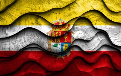 4k, bandera de cuenca, provincias de españa, banderas de ondas 3d de madera, día de cuenca, españa, bandera de madera cuenca, europa, provincias españolas, cuenca