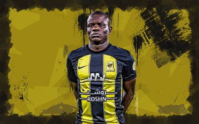 4k, ngolo kante, gelber grunge  rückgang, al ittihad club, saudische professionelle liga, französische fußballer, ngolo kante 4k, fußball, al ittihad fc, ngolo kante al ittihad