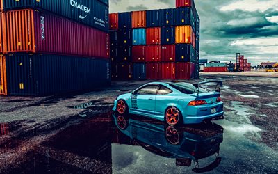 Honda Integra, rear view, exterior, Japanese sports car, blue Honda Integra, tuning Honda Integra, Japanese sports cars, Honda