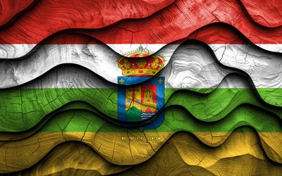 4k, bandera de la rioja, provincias de españa, banderas de ondas 3d de madera, día de la rioja, españa, bandera de madera de la rioja, europa, provincias españolas, la rioja