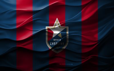 4k, ノースカロライナfcロゴ, 赤青の3d背景, usl, ノースカロライナfcエンブレム, アメリカンサッカーチーム, ノースカロライナfcフラグ, 3dテクスチャ, uslチャンピオンシップ, アメリカ合衆国, ノースカロライナfc, サッカー, ノースカロライナ