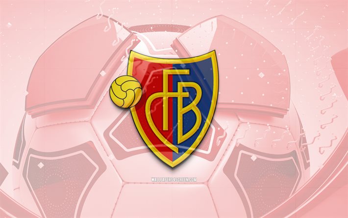 fcバーゼルグロス状のロゴ, 4k, 赤いサッカーの背景, スイスのスーパーリーグ, サッカー, スイスフットボールクラブ, fcバーゼル3dロゴ, fcバーゼルエンブレム, fcバーゼル1893, フットボール, スポーツロゴ, fcバーゼル