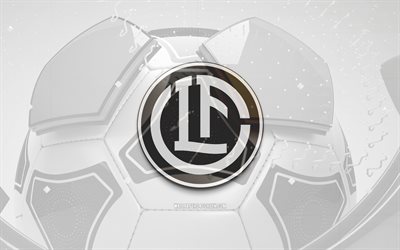 fc lugano glossy logo, 4k, contexte de football noir, super league suisse, football, club de football suisse, fc lugano 3d logo, emblème du fc lugano, fc lugano, logo sportif