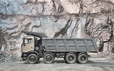 4k, tata prima 35 k, vista laterale, cava, 2025 camion, ribalta, lkw, dump trucks, trasporto di carico, tata motors, 2025 tata prima 35 k, camion indiani, tata