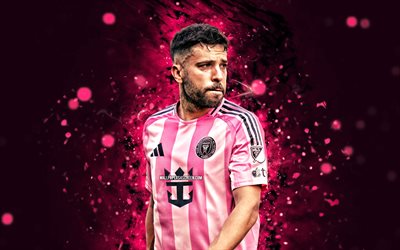 Jordi Alba, 4k, purple neon lights, Inter Miami CF, MLS, Spanish footballers, football, Jordi Alba 4K, soccer, Inter Miami, Major League Soccer, Inter Miami FC, Jordi Alba Inter Miami