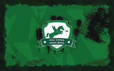 phu dong ninh binh grunge  logo, 4k, v league 2, grüner grunge  hintergrund, fußball, phu dong ninh binh emblem, phu dong ninh binh logo, phu dong ninh binh, vietnamesischer fußballverein, phu dong ninh binh fc
