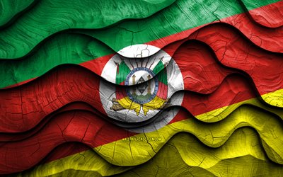 4k, rio grande do sul flag, estados do brasil, bandeiras de ondas 3d de madeira, dia do rio grande do sul, bandeira do rio grande do sul, brasil, rio grande do sul bandeira de madeira, estado do rio grande do sul, ámérica do sul, estados brasileiros, rio grande do sul