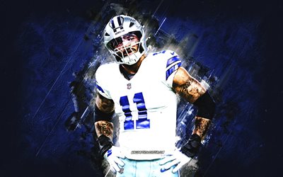 micah parsons, cowboys de dallas, joueur de football américain, fond de pierre bleue, nfl, grunge, usa, football américain, micah parsons dallas cowboys