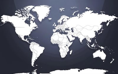 4k, خريطة العالم, فن الأعمال, الفن الرقمي, خريطة العالم الأبيض, الفن التجريدي, خرائط العالم