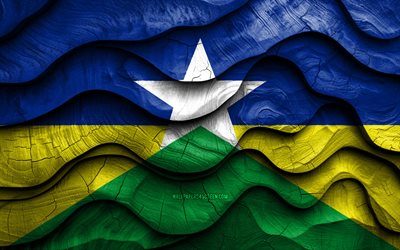 4k, bandeira da rondonia, estados do brasil, bandeiras de ondas 3d de madeira, dia da rondonia, bandeira da rondônia, brasil, bandeira de madeira de rondonia, estado da rondônia, ámérica do sul, estados brasileiros, rondonia