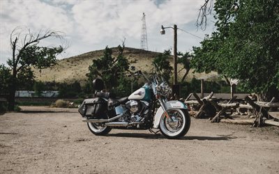 4k, harley davidson flstc heritage softail classic, hors route, vélos 2016, superbikes, 2016 harley davidson flstc heritage softail classic, motos américaines, harley davidson