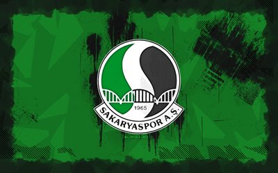 sakaryaspor grunge  logo, 4k, 1 lig, grüner grunge  hintergrund, fußball, sakaryaspor emblem, sakaryaspor logo, sakaryaspor, turkischer fußballverein, sakaryaspor fc