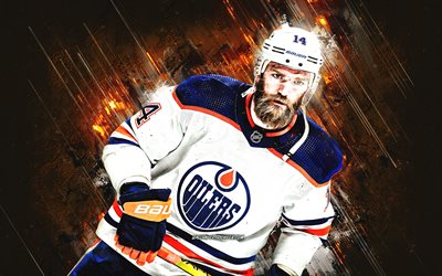 マティアス・エクホルム, エドモントンオイラーズ, スウェーデンのホッケー選手, オレンジ色の石の背景, nhl, グランジアート, アメリカ合衆国, ホッケー, マティアス・エクホルム・エドモントン・オイラーズ