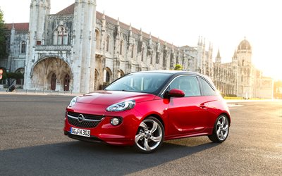 opel adam, 4k, parking, voitures 2017, voitures compactes, spécificateur de l'ue, red opel adam, 2017 opel adam, voitures allemandes, opel