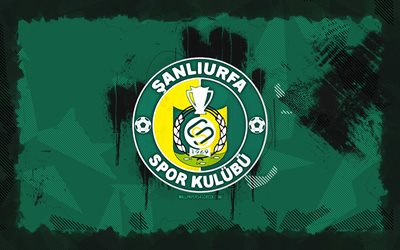 sanliurfaspor grunge  logo, 4k, 1 lig, grüner grunge  hintergrund, fußball, sanliurfaspor emblem, sanliurfaspor logo, sanliurfaspor, turkischer fußballverein, sanliurfaspor fc