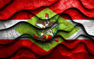 4k, bandeira de santa catarina, estados do brasil, bandeiras de ondas 3d de madeira, dia da santa catarina, brasil, bandeira de madeira de santa catarina, estado de santa catarina, ámérica do sul, estados brasileiros, santa catarina