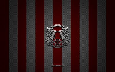 logo leyton orient fc, club de football anglais, ligue un, fond de carbone blanc rouge, emblem leyton orient fc, football, leyton orient fc, angleterre, leyton orient