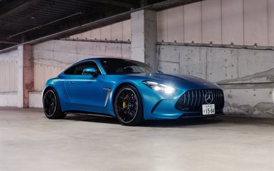 mercedes amg gt 63, 4k, supercars, 2024 voitures, phares, blue mercedes amg gt 63, 2024 mercedes amg gt 63, voitures allemandes, mercedes