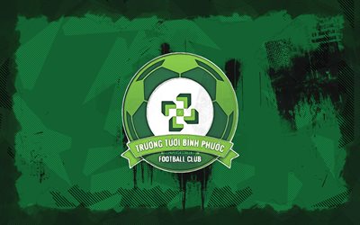 truong tuoi binh phuoc grunge  logo, 4k, v league 2, grüner grunge  hintergrund, fußball, truong tuoi binh phuoc emblem, truong tuoi binh phuoc logo, truong tuoi binh phuoc, vietnamesischer fußballverein, truong tuoi binh phuoc fc