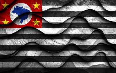 4k, são paulo flag, estados do brasil, bandeiras de ondas 3d de madeira, dia de são paulo, bandeira de são paulo, brasil, bandeira de madeira de são paulo, estado de são paulo, ámérica do sul, estados brasileiros, são paulo