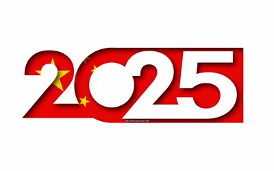 2025 china, weißer hintergrund, china, minimale kunst, 2025 china  konzepte, china 2025, flagge von china, 2025 china hintergrund, china  flagge