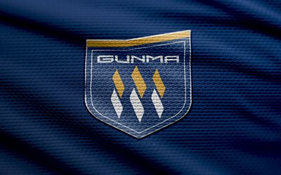 logotipo de tela de thespa gunma, 4k, fondo de tela azul, liga j3, bokeh, fútbol, logoto gunma thespa, fútbol americano, emblema de la pistola, tegma, club de fútbol japonés, teatro gunma fc