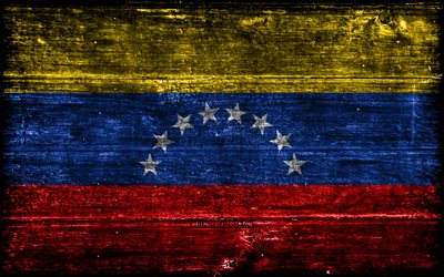 bandera de madera de venezuela, 4k, banderas de grune de madera, países sudamericanos, bandera de venezuela, día de venezuela, sudamerica, bandera venezolana, venezuela, símbolos nacionales venezolanos