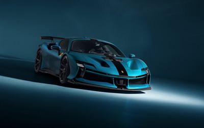 2025, Novitec Ferrari SF90 XX Stradale, 4k, front view, exterior, hypercar, blue Ferrari SF90, Ferrari tuning, supercars, Italian sports cars, Ferrari