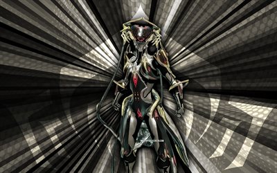 4k, Trinity Prime, Warframe, gray rays background, abstract art, Warframe skins, Warframe characters, Trinity Prime Warframe, creative art